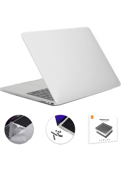 MacBook Pro 16 Inç (2021) A2485 (Abd Versiyonu) Mat Pc Koruyucu Kapak + Ultra Ince Tpu Klavye Kaplaması + Silikon Toz Tıkaçları-Beyaz (Yurt Dışından)