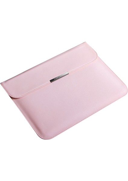 13 Inç Pu Deri Laptop Çantası Manyetik Kapaklı Yatay Dizüstü Bilgisayar Kolu-Pembe (Yurt Dışından)
