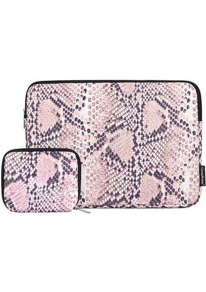 Yılan Desenli Polyester Dizüstü Bilgisayar Çantası Laptop Çantası Koruyucu Kılıf Küçük Çanta Ile-Pembe/11 Inç Dizüstü Bilgisayar Için (Yurt Dışından)