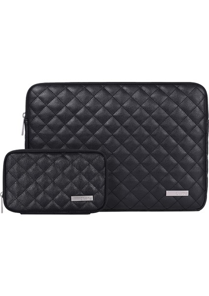 13 Inç Dizüstü Bilgisayarlar Için Taşınabilir Taşıma Çantası Litchi Doku Eşkenar Dörtgen Desenli Ince Kılıf, Küçük Çantalı Çizilmez Kol Çantası-Siyah (Yurt Dışından)
