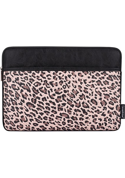 14 Inç Dizüstü Bilgisayar Sıçramaya Dayanıklı Koruyucu Kılıf Leopar Desenli Dizüstü Taşınabilir Fermuarlı Çanta-Siyah (Yurt Dışından)