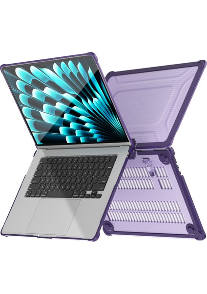 Macbook Air 15 Inç (2023) M2 A2941 /(2024) A3114 M3 Pc + Tpu Laptop Çantası Isı Dağılımı Kickstand Kaymaz Dizüstü Bilgisayar Kapağı (Yurt Dışından)