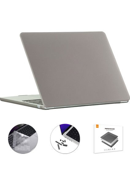 Darbeye Dayanıklı Kılıf Macbook Air 15 Inç (2023) A2941 (Abd Versiyonu) Tpu Klavye Filmi ile Mat Laptop Kapağı + Toz Geçirmez Fişler-Gri (Yurt Dışından)