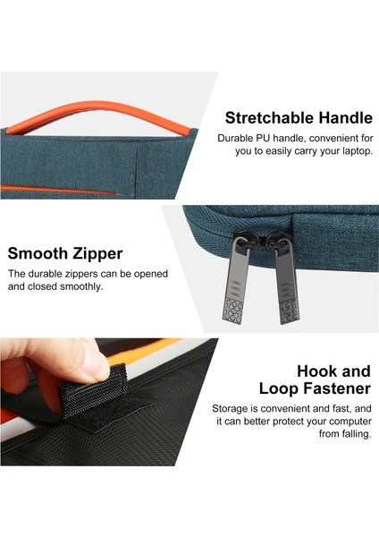 14INÇ Dizüstü Bilgisayar Için Saplı Çanta Stil Fermuarlı Laptop Çantası-Lacivert (Yurt Dışından)