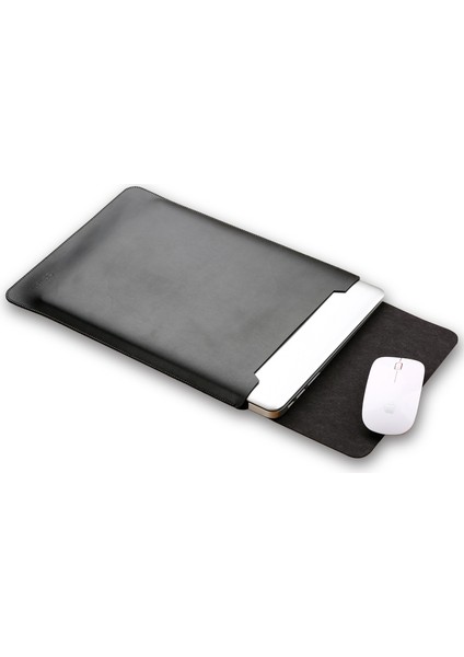 13 Inç MacBook Air/pro-Black Için Mouse Pad'li Mikrofiber Pu Deri Kılıf (Yurt Dışından)