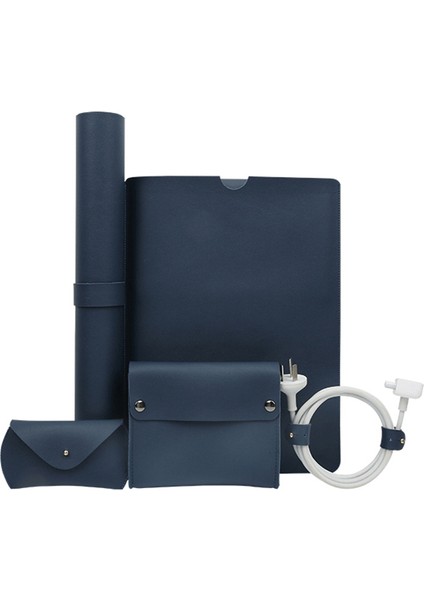 5'i 1 Arada Deri Laptop Çantası + Kablo Düzenli + Güç Adaptörü Paketi + Fare Çantası + 13.3 Inç Macbook İçin Masa Mat Pad (Yurt Dışından)