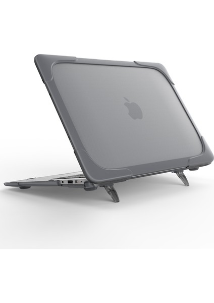 Temel Reis Serisi Şeffaf Pc+Tpu Hibrit Koruyucu Kılıf MacBook Air 13 Inç (A1932/A2179) 2018/2019/2020-GRI (Yurt Dışından)