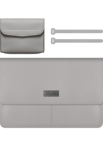 MacBook Için 11-12 Inç Laptop Saklama Çantası Çizilmez Pu Deri Dizüstü Bilgisayar Kol Mouse Pad-Gri (Yurt Dışından)