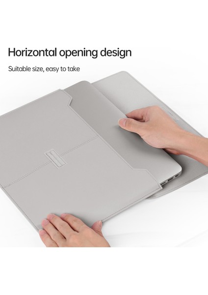 MacBook Için 11-12 Inç Laptop Saklama Çantası Çizilmez Pu Deri Dizüstü Bilgisayar Kol Mouse Pad-Gri (Yurt Dışından)