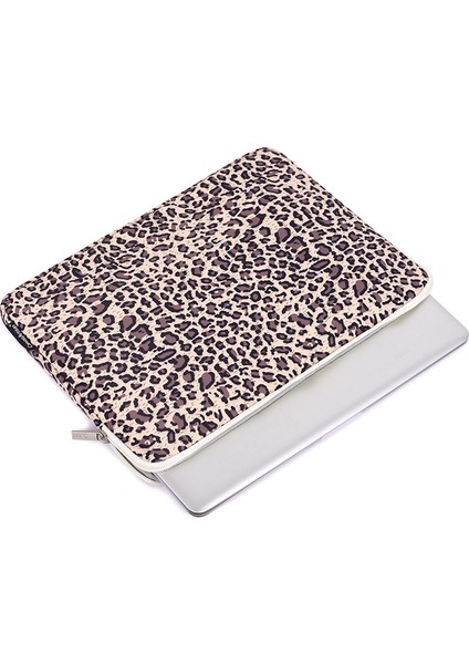 Leopar Desenli Dizüstü Bilgisayar Kılıfı Notebook Taşınabilir Taşıma Çantası-Sarı/15 Inç (Yurt Dışından)