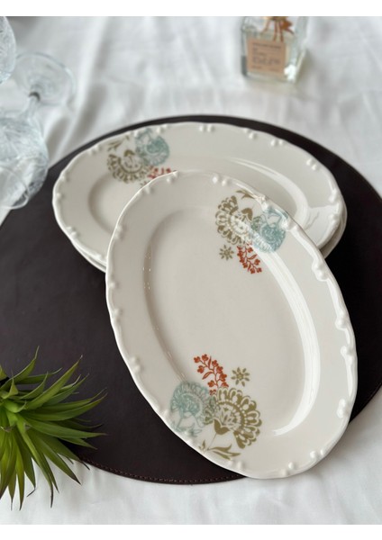Kütahya 2'li 25CM Porselen Kahvaltı Tabağı Sunum Servis Seti