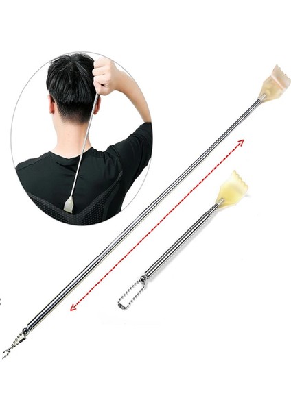 Metal teleskobik sırt kaşıma aparatı, cep tipi, açılır kapanır, uzayan sırt kaşıma aracı