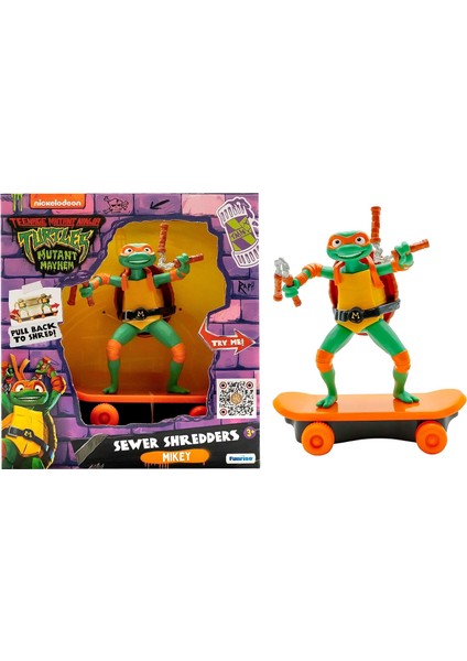 Tmnt Ninja Kaplumbağalar Çek Bırak Kaykay Figür Mikey