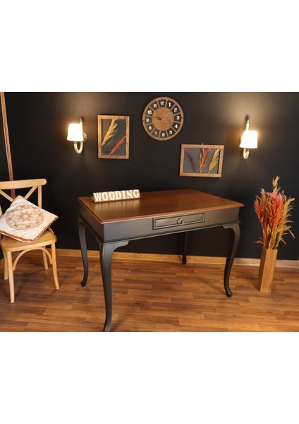 Mobilya 100X60 cm Çekmeceli Masif Lake Ceviz Çalışma Masası