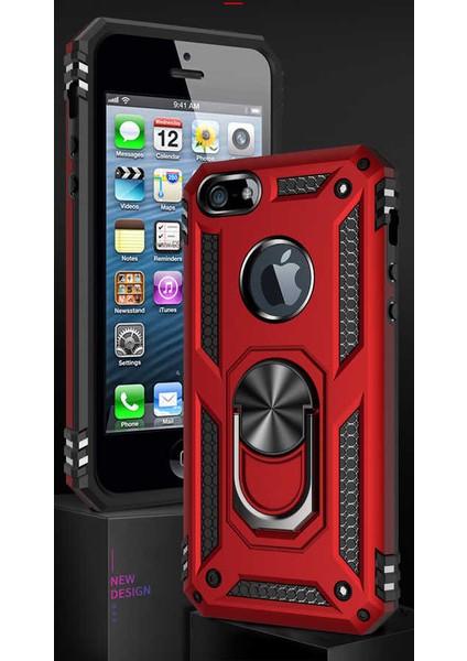 Apple iPhone 5 Uyumlu Kılıf Soldier Korumalı Yüzüklü ve Mıknatıslı Tpu Gövde Kılıf fırsatları
