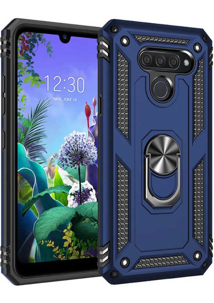 Lg Q60 Uyumlu Kılıf Soldier Korumalı Yüzüklü ve Mıknatıslı Tpu Gövde Kılıf