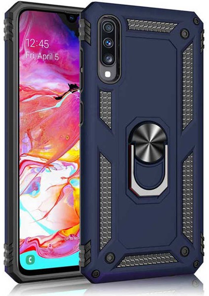 Samsung Galaxy A30S Uyumlu Kılıf Soldier Korumalı Yüzüklü ve Mıknatıslı Tpu Gövde Kılıf