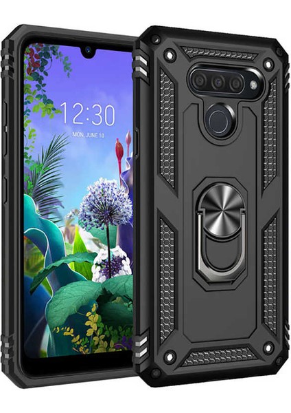 Lg Q60 Uyumlu Kılıf Soldier Korumalı Yüzüklü ve Mıknatıslı Tpu Gövde Kılıf
