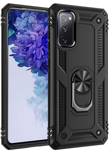 Samsung Galaxy S20 Fe Uyumlu Kılıf Soldier Korumalı Yüzüklü ve Mıknatıslı Tpu Gövde Kılıf