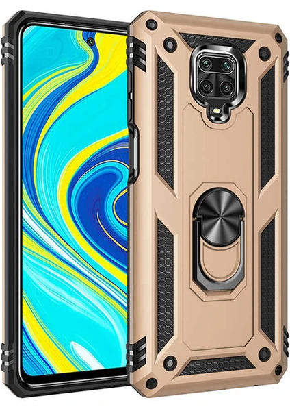 Xiaomi Redmi Note 9 Pro Uyumlu Kılıf Soldier Korumalı Yüzüklü ve Mıknatıslı Tpu Gövde Kılıf