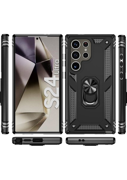Samsung Galaxy S24 Ultra Uyumlu Kılıf Soldier Korumalı Yüzüklü ve Mıknatıslı Tpu Gövde Kılıf modelleri