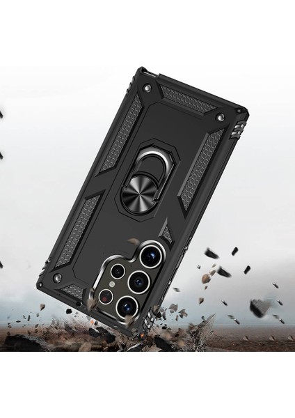 Samsung Galaxy S24 Ultra Uyumlu Kılıf Soldier Korumalı Yüzüklü ve Mıknatıslı Tpu Gövde Kılıf indirimleri