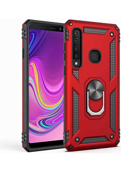 Samsung Galaxy A9 2018 Uyumlu Kılıf Soldier Korumalı Yüzüklü ve Mıknatıslı Tpu Gövde Kılıf