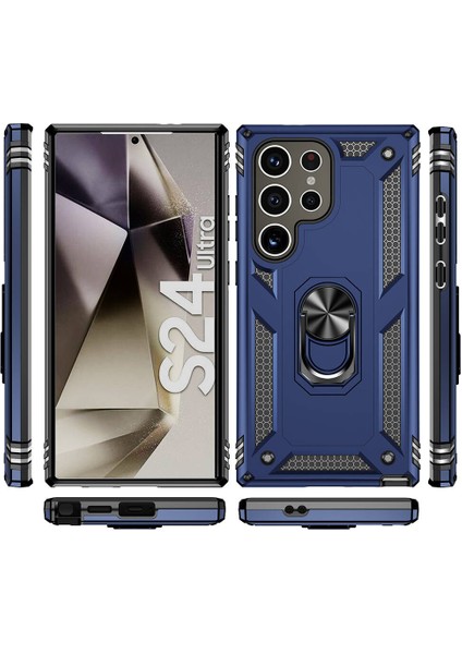 Samsung Galaxy S24 Ultra Uyumlu Kılıf Soldier Korumalı Yüzüklü ve Mıknatıslı Tpu Gövde Kılıf modelleri