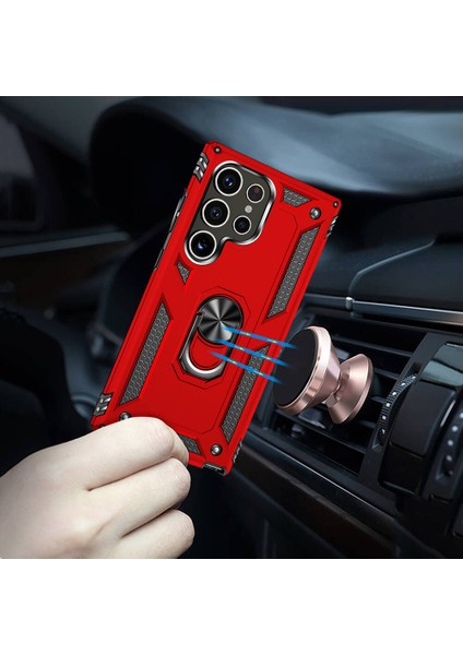 Samsung Galaxy S24 Ultra Uyumlu Kılıf Soldier Korumalı Yüzüklü ve Mıknatıslı Tpu Gövde Kılıf fiyatları