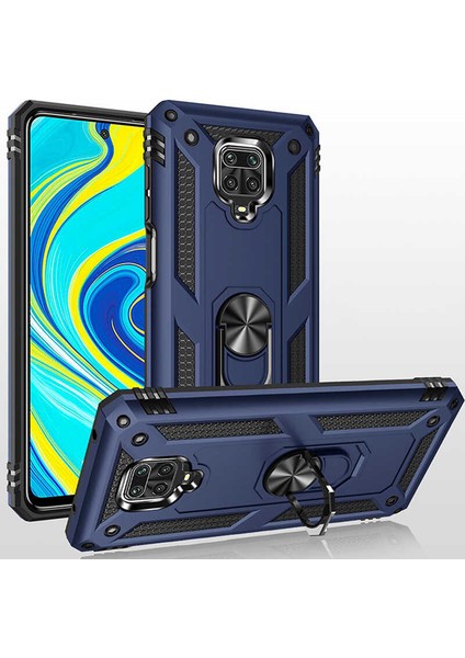 Xiaomi Redmi Note 9 Pro Uyumlu Kılıf Soldier Korumalı Yüzüklü ve Mıknatıslı Tpu Gövde Kılıf