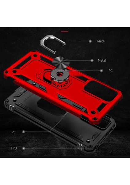 Xiaomi Redmi Note 11 Pro 5g Uyumlu Kılıf Soldier Korumalı Yüzüklü ve Mıknatıslı Tpu Gövde Kılıf fırsatları