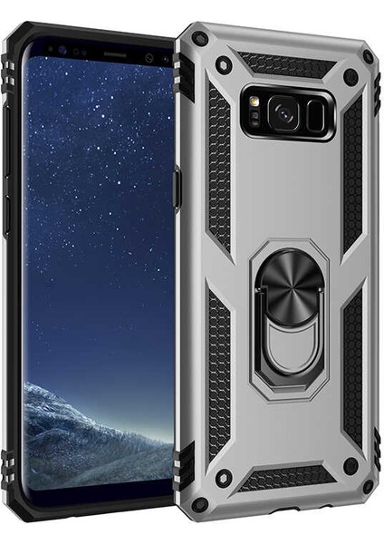 Samsung Galaxy S8 Plus Uyumlu Kılıf Soldier Korumalı Yüzüklü ve Mıknatıslı Tpu Gövde Kılıf