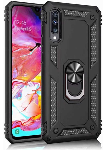 Samsung Galaxy A70 Uyumlu Kılıf Soldier Korumalı Yüzüklü ve Mıknatıslı Tpu Gövde Kılıf