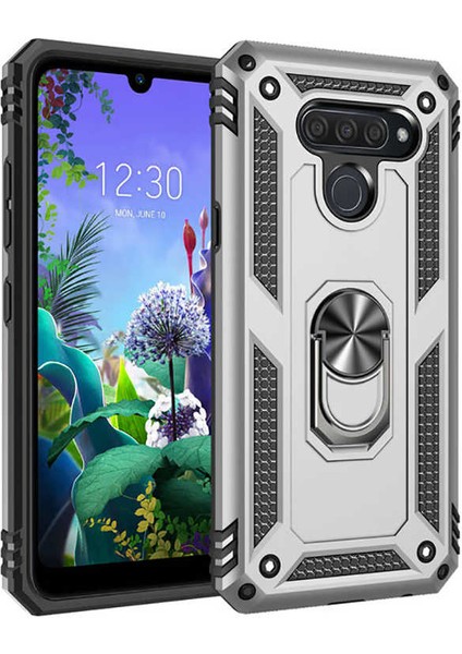 Lg Q60 Uyumlu Kılıf Soldier Korumalı Yüzüklü ve Mıknatıslı Tpu Gövde Kılıf