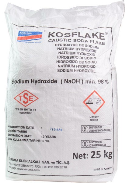 Sodyum Hidroksit (Payet Kostik) - Koruma Klor 25 Kg.