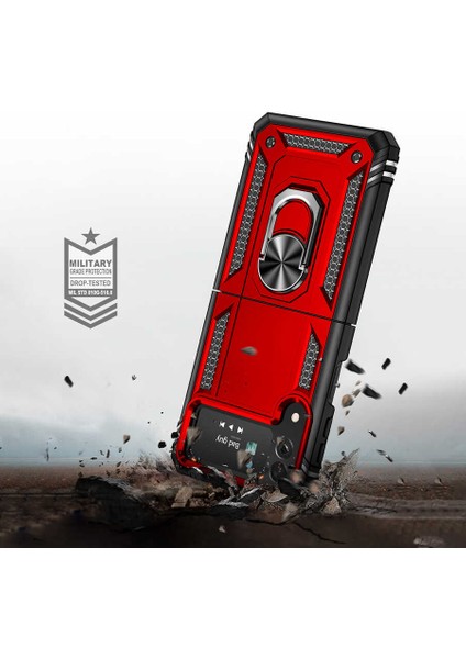 Samsung Galaxy Z Flip 4 Uyumlu Kılıf Soldier Korumalı Yüzüklü ve Mıknatıslı Tpu Gövde Kılıf fırsatları