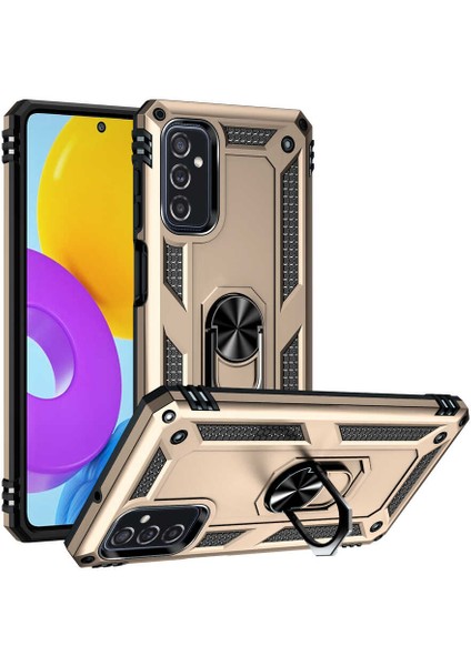 Samsung Galaxy M52 Uyumlu Kılıf Soldier Korumalı Yüzüklü ve Mıknatıslı Tpu Gövde Kılıf