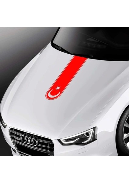 Türkiye Ayyıldız Oto Kaput Şerit Sticker Kırmızı 60*18 cm
