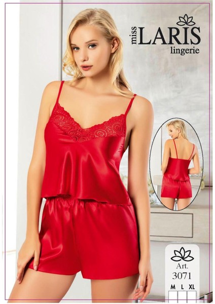 Ip Askılı Saten Şort Takım