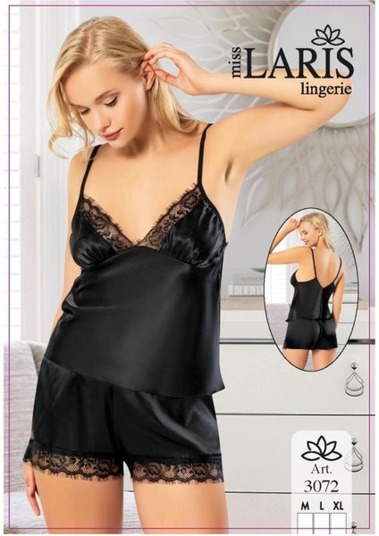 Ip Askılı Saten Şort Takım