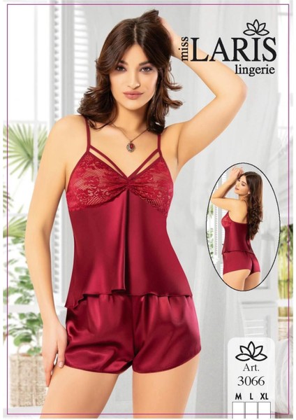 Ip Askılı Saten Şort Takım