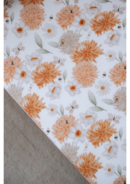Büyük Çiçekli Bebek Lastikli Çarşaf Seti (55X95+15) - Flower Party modelleri