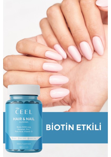 Vita Ceel 2'li Saç&tırnak Vitamini ve Magnezyum Complex Diyet Takviyesi Collagen Tip 1, 3