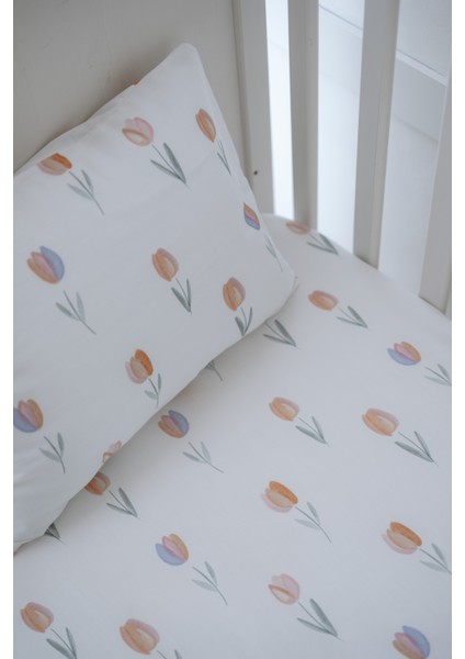 Renkli Laleli Bebek Lastikli Çarşaf Seti (55X95+15) - Spring Tulip fiyatları