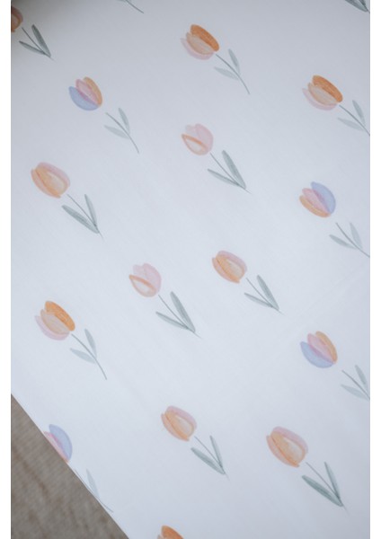 Renkli Laleli Bebek Lastikli Çarşaf Seti (55X95+15) - Spring Tulip fırsatları