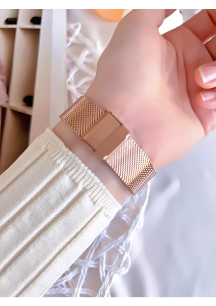 Hasır Kordonlu Rose Gold Kararmaz Renk Atmaz 3 Atm Özel Tasarım Kadın Kol Saat 21152CWT-C