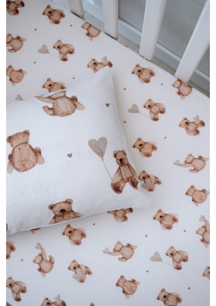 Pofuduk Ayılı Bebek Lastikli Çarşaf Seti (70X110+15) - Fluffy Bear modelleri