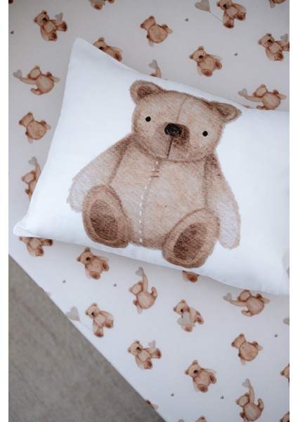 Pofuduk Ayılı Bebek Lastikli Çarşaf Seti (70X110+15) - Fluffy Bear fırsatları