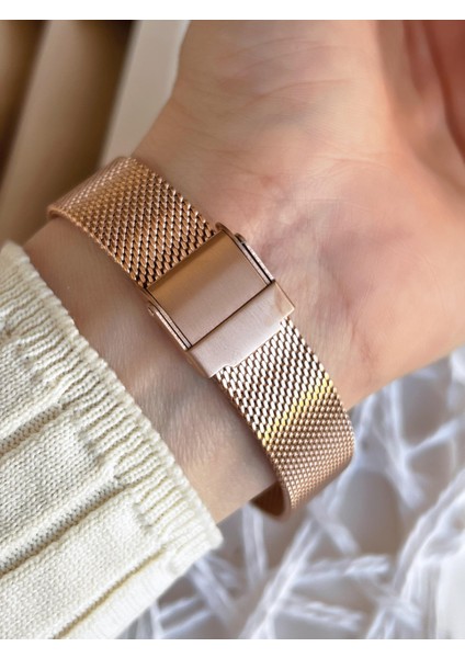 Hasır Kordonlu Rose Gold Kararmaz Renk Atmaz 3 Atm Özel Tasarım Kadın Kol Saat BF21153CWT-C