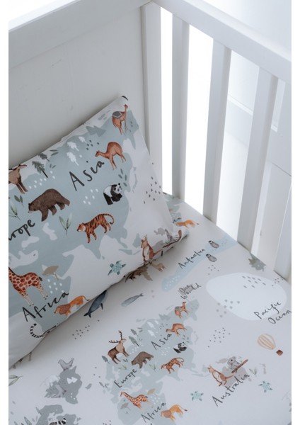 Hayvan Haritası Organik Bebek Lastikli Çarşaf Seti (80X180+20) - Animal Map fiyatları